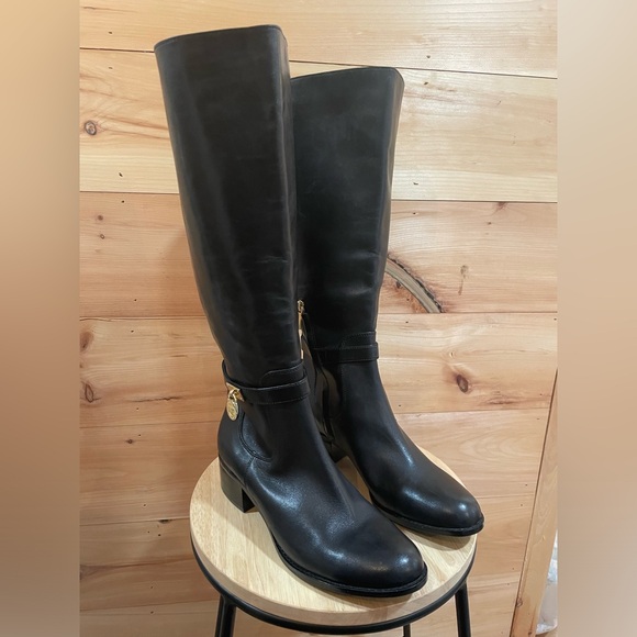 Michel Kors Black Leather Hamilton Riding Boots Size 9.5 - Picture 14 of 17